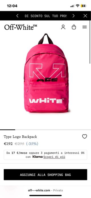 Zaino Off-White Rosa con Logo Bianco