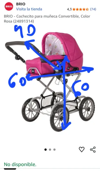 Cochecito de muñecas convertible de la marca Brio.