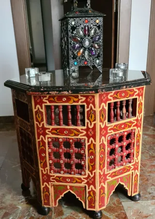 Mesita árabe madera y cristal,  NO ENVIO