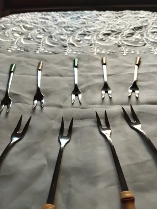 Forchettine acciaio con manico bambù