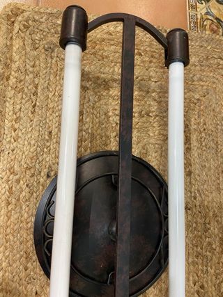 Lámpara de forja negra y cristal