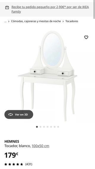 Tocador blanco con espejo y cajón