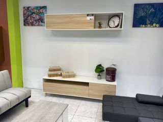 Armario 2 puertas madera y tela