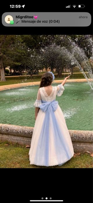 Traje de comunión blanco y azul talla 9/10.