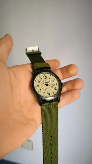 Reloj Aviador Beige y Verde Nuevo