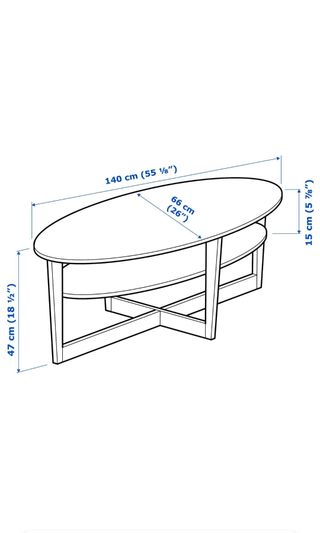 Mesa de centro ovalada negra