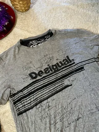 Camiseta Desigual manga larga gris y negra