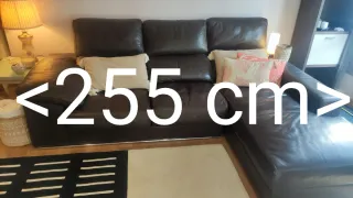 Sofá Chaiselongue Piel Marrón chocolate 255cm