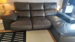 Sofá Chaiselongue Piel Marrón chocolate 255cm