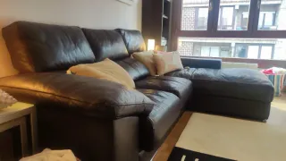 Sofá Chaiselongue Piel Marrón chocolate 255cm