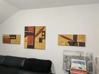 Muebles de salón: lámparas de techo,cuadro tríptic