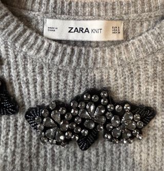 Jersey Zara Gris con Pedrería