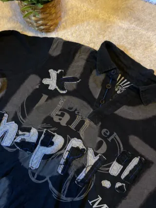 Polo Desigual manga larga negro y gris