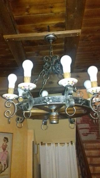 7 Lámparaa rústicas rueda de carro