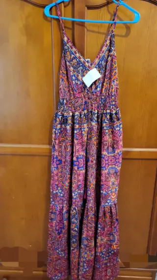 Vestido étnico, vestido beige  de punto