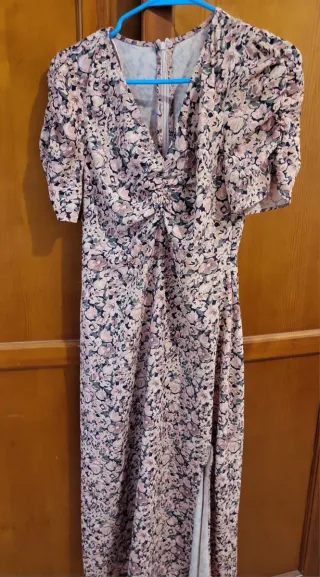 Vestido étnico, vestido beige  de punto