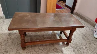 Mesa baja rústica cobre y madera