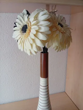 Jarrón Cerámica Decorativo Beige/Marrón