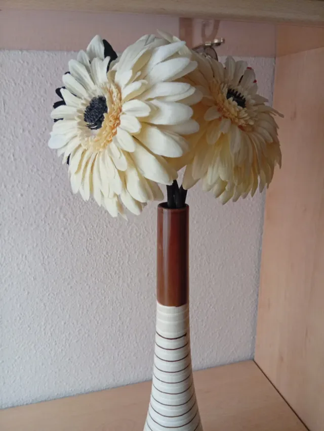 Jarrón Cerámica Decorativo Beige/Marrón