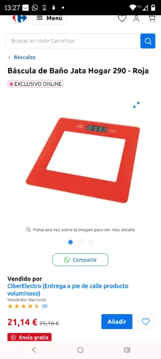 Báscula de baño Jata roja