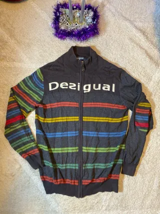 Jersey Desigual Cremallera Rayas Multicolor Talla