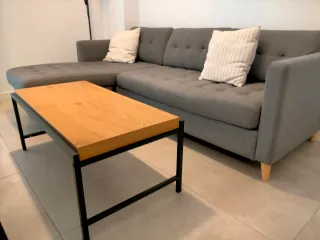 Sofá modular tipo chaise longue tela gris