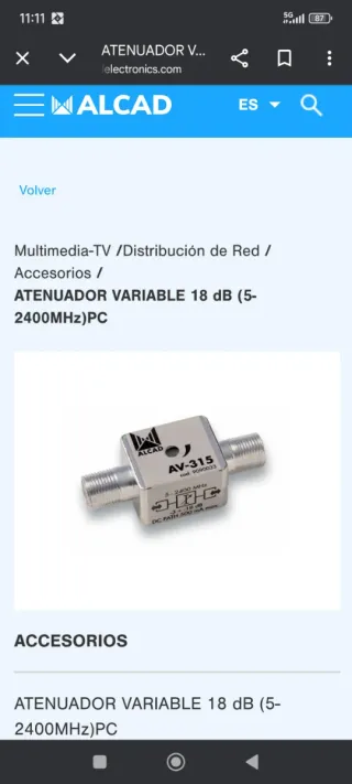 Atenuador señal TV ALCAD AV-315