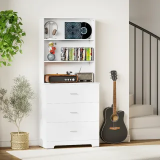 Librería 6 Niveles con 3 Cajones Blanca