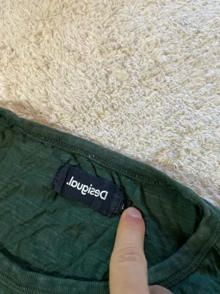 Camiseta Desigual Flores Verde Caqui Retro Talla X