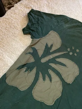 Camiseta Desigual Flores Verde Caqui Retro Talla X