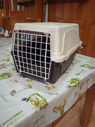 Transportín gato/perro pequeño beige y negro