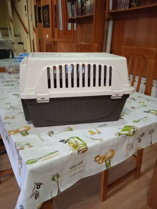 Transportín gato/perro pequeño beige y negro