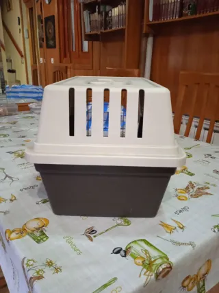 Transportín gato/perro pequeño beige y negro