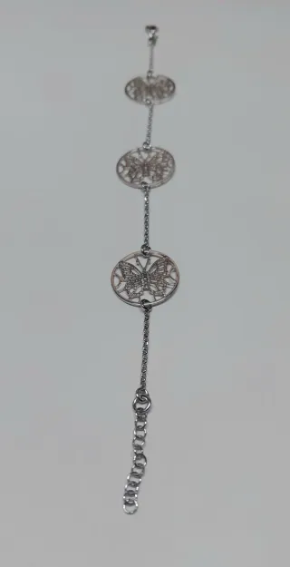 Pulsera Plata Ley Rodiada Mariposa