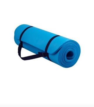 Esterilla de yoga azul con correas