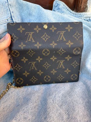 Louis Vuitton Cartera Cadena Marrón Dorada