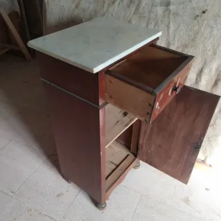 Mueble mesilla madera caoba cubana y mármol