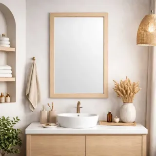 Espejo de pared madera natural clara 35x85