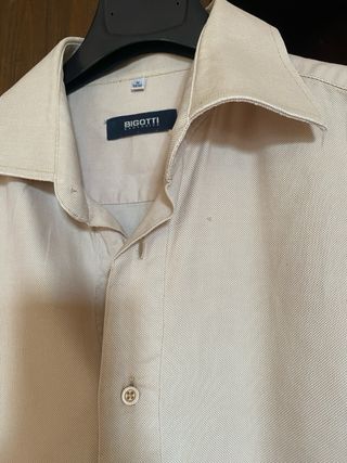 Camicia uomo BIGOTTI beige manica lunga cotone