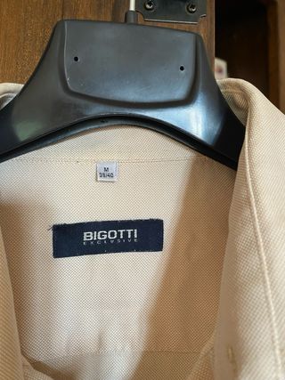 Camicia uomo BIGOTTI beige manica lunga cotone