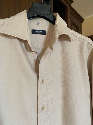 Camicia uomo BIGOTTI beige manica lunga cotone