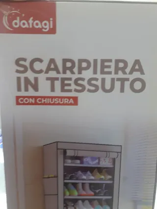Scarpiera in tessuto beige e multicolor