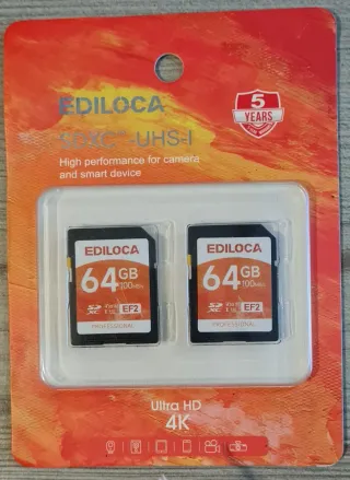2 Tarjetas SDXC UHS-I 64GB EDILOCA