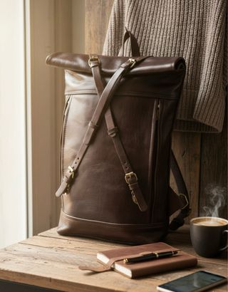 Mochila Piel Vintage Marrón Oscura