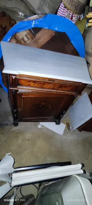 Mueble antiguo S.XIX madera y mármol