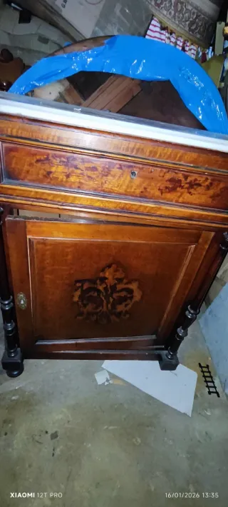 Mueble antiguo S.XIX madera y mármol