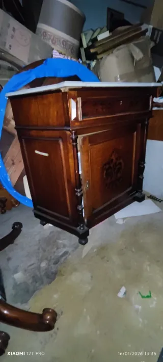 Mueble antiguo S.XIX madera y mármol