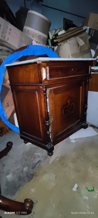 Mueble antiguo S.XIX madera y mármol