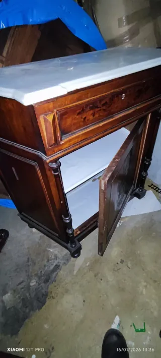 Mueble antiguo S.XIX madera y mármol