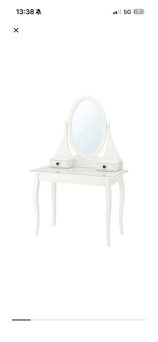 Tocador blanco Ikea HEMNES con espejo ovalado